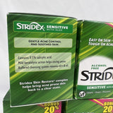 (4) Stridex Sensitive w/Aloe 110 Soft Touch Pad Salicylic Acid Medication 06/24