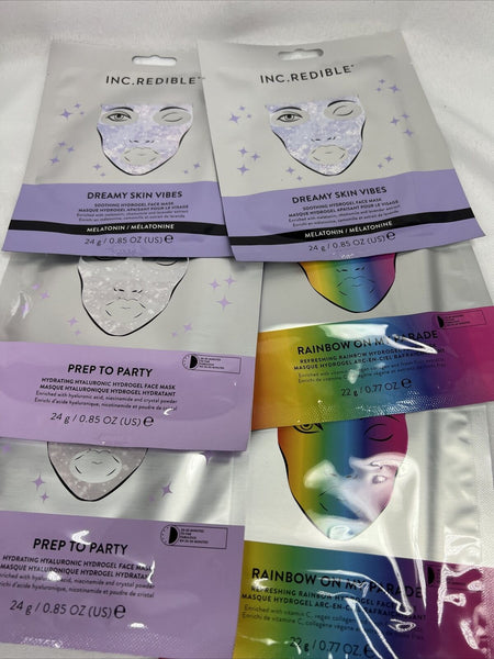 (6) INC.redible Hyaluronic Hydrogel Face Masks Gift Set ￼Dreamy Rainbow Vibes