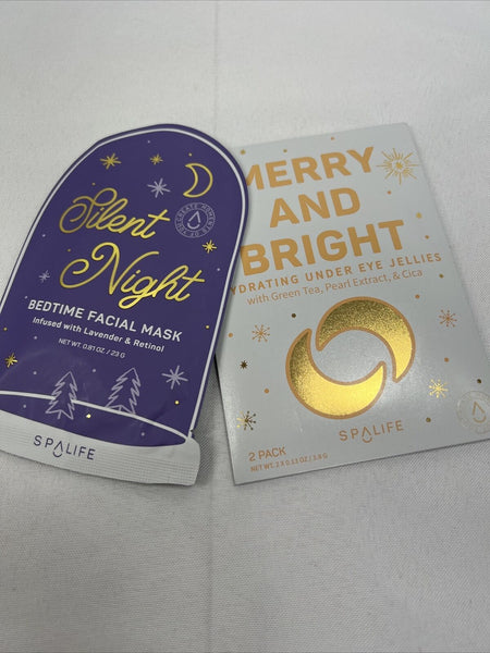(2) SpaLife Silent Night Face Mask Under Eye Jellies Christmas Stocking Stuffer