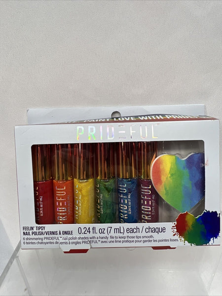 Prideful LGBTQ+ Gift Set Feelin Tipsy Shimmering Iridescent Nail Polish Rainbow