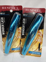 (2) Rimmel  #001 Black Wonder'Lash Mascara NoirWaterproof Argan Oil Formula