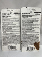 (2) Rimmel  #001 Black Wonder'Lash Mascara NoirWaterproof Argan Oil Formula