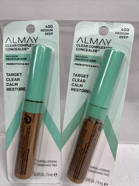 (2) 400 Medium Deep Almay Clear Complexion Concealer Salicylic Acid COMBINESHIP