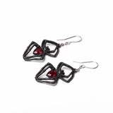 Alchemy Gothic E428B - Black Widow Earrings Spider Dropper Red Crystal