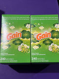 (2) GAIN Original FABRIC SOFTENER DRYER SHEETS Scent BIG 240ct x2