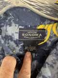 Large Sonoma Polyester Men’s Hawaiian Pineapple Blue Yellow Pocket Button Shirt
