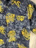 Large Sonoma Polyester Men’s Hawaiian Pineapple Blue Yellow Pocket Button Shirt