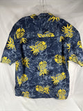 Large Sonoma Polyester Men’s Hawaiian Pineapple Blue Yellow Pocket Button Shirt