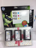 HP 933 Cyan, Magenta & Yellow Original Ink 3 Cartridges Combo Pack 5x7 Sheets!