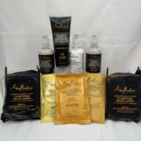 (9) Shea Moisture Gift Set Charcoal Cleanser Coconut Lotion Sleep Mask ￼wipes !