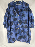 Hawaiian Blue & Black  Presence Large Polyester Men’s Floral  Soft Button Shirt￼