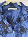Hawaiian Blue & Black  Presence Large Polyester Men’s Floral  Soft Button Shirt￼