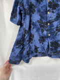 Hawaiian Blue & Black  Presence Large Polyester Men’s Floral  Soft Button Shirt￼