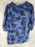 Hawaiian Blue & Black  Presence Large Polyester Men’s Floral  Soft Button Shirt￼