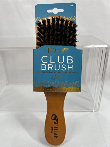 Titan Wood Club Brush #945 100% Natural Boar Firm Bristles Premium Collection
