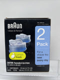 (2) Braun Clean & Renew Refill Cartridges Shaver Cleaner Solution Lemon Fresh2pk