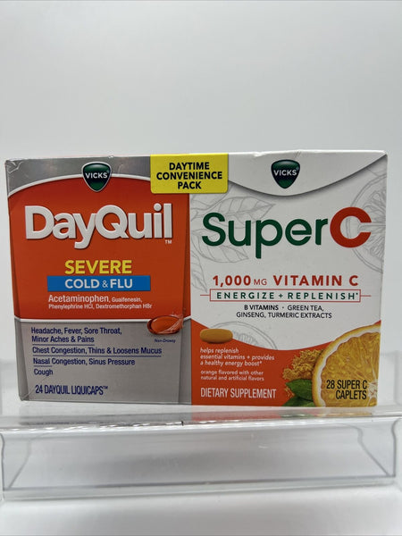 Vicks DayQuil & Super C Convenience Pack Cough Cold Fly 52 total caps