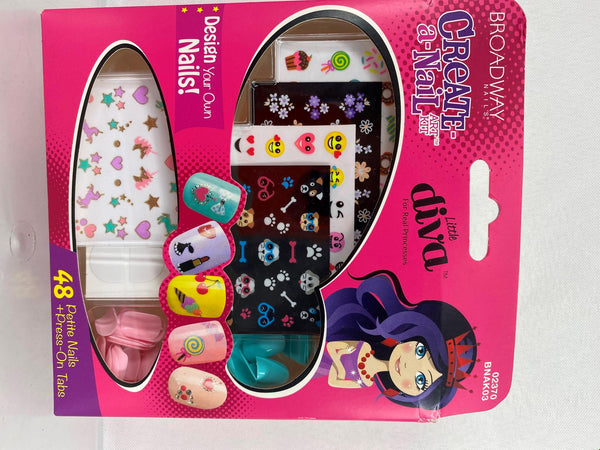 Broadway Nails Little Diva Create a Nail Art Kit 48 Petite Nails Press on Tabs