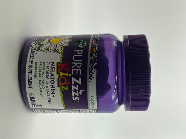 Vicks Kids Pure Zzzs Melatonin Chamomile & Lavender 30 Natural Gummies1123-4/24